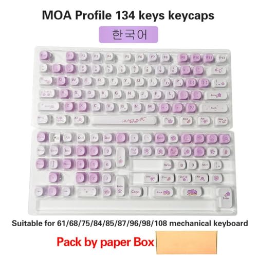 QPSJXN Themen 134 PBT -Tastaturkaps Set MOA -Profil mit MX -Switches für mechanische Tastaturen und Koreanisches Layout für mechanische Tastaturen kompatibel(KR Box M134-YH-Z) von QPSJXN