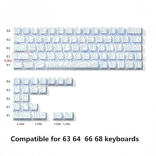 QPSJXN Topografische IMD-Tech-Schlüsselkaps 61/84/118 Tastaturen OEM-Profil Shine-Through-Design Spieler(White 84 Keys) von QPSJXN
