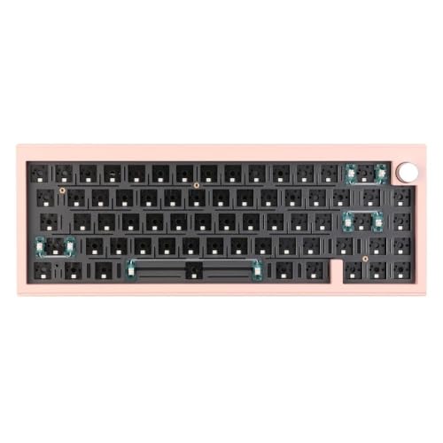 QPSJXN V65 65 Prozent Dichtung montieren mechanische Tastatur verkabelt und drahtloses Heiß-Swap-Aluminium-Hülle PBT-Tastatur und Windows(Pink Dual-Mode Kit) von QPSJXN