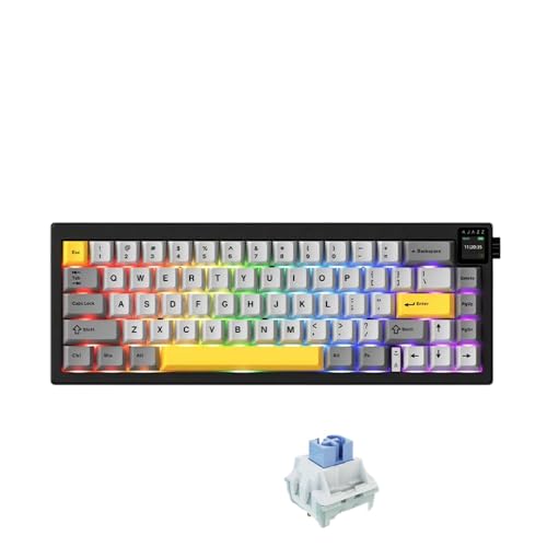 QPSJXN WLAN -Mechaniktastatur mit DREI Modi Hot Swappable RGB DIY -Bildschirm AK650(FY Black Gray) von QPSJXN