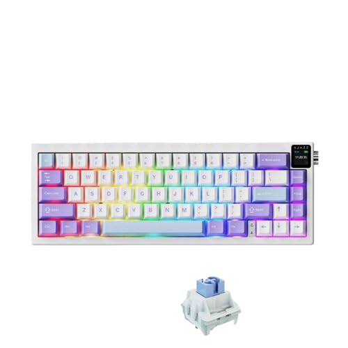 QPSJXN WLAN -Mechaniktastatur mit DREI Modi Hot Swappable RGB DIY -Bildschirm AK650(FY Purple White) von QPSJXN