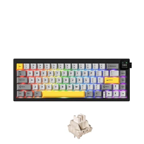 QPSJXN WLAN -Mechaniktastatur mit DREI Modi Hot Swappable RGB DIY -Bildschirm AK650(ZM Black Gray) von QPSJXN