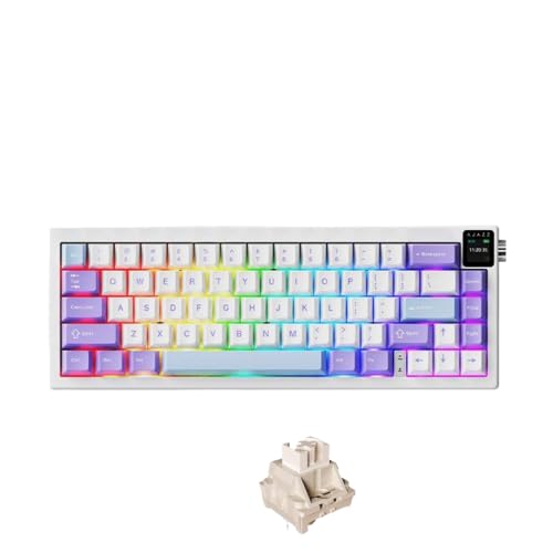 QPSJXN WLAN -Mechaniktastatur mit DREI Modi Hot Swappable RGB DIY -Bildschirm AK650(ZM Purple White) von QPSJXN