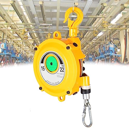 1 Stück verstellbarer Federzug mit 1,5 m Kabel und Haken – einziehbarer Werkzeughalter for den Einsatz in Fabriken/Baustellen in Gelb(15-22kg) von QPTGWPBZY