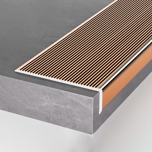 Treppenkantenprofil aus Aluminiumlegierung – Rutschfester Kantenschutz for Treppen aus Holz, Vinyl und Keramikfliesen – L-Form(Rose Gold) von QPTGWPBZY