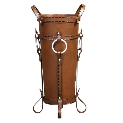 QPWOPNGAS Umbrella Stand Umbrella Rack - Retro Wrought Iron Umbrella Holder - Imitation Leather Umbrella Bucket with Handle and Removable Drip Tray - Home Decorative Umbrella Storage Rack QPWOPNGAS Umbrella Stand Umbrella Rack - Retro Wrought Iron Umbrella Holder - Imitation Leather Umbrella Bucket with Handle and Removable Drip Tray - Home Decorative Umbrella Storage Rack von QPWOPNGAS