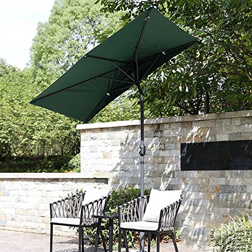 QQAA 200cm Halbrund Sonnenschirm, Marktschirm, Rechteckiger Gartenschirm mit Neigung und Kurbel für Garten,Terrassen,Höfe,Schwimmbäder (Color : Green) von QQAA