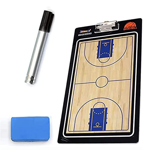 QQAA Basketball-Taktikbrett, Coach Marker Brett, Doppelseitige Trainer-Klemmbrett-Basketball-Taktisches Brett, Größe: 40cmx25cm von QQAA