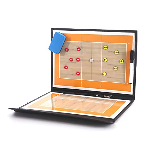 QQAA Volleyball-Taktiktafel, Magnetischer Taktikmarker, Coaching-Taktikboard, Faltbares PU mit Trocken Abwischbarem und Markierungsstift, Coaching-Strategie-Leitwerkzeug (Color : Volleyball) von QQAA