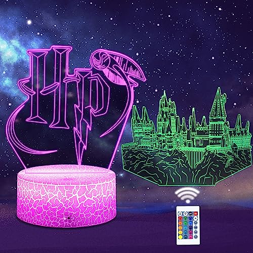 Harry Potter Hogwarts Castle Lampe 3d Illusion Nachtlicht Kinder Touch Mit Fernbedienungnachttischlampe, ​Anime Merch Led Chreibtischlamp Gadget Weihnachtsdeko Freundegeburtstagsgeschenk 2 En 1 von QQAAMZ