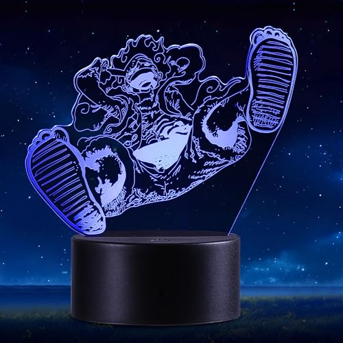 QQAAMZ One Piece Luffy Nachtlicht 3d Illusion Lampe Luffy Sanji Zoro Nami Nachtlicht Kinder Touch Mit Fernbedienungnachttischlampe, ​Anime Merch Led Chreibtischlamp Gadget Weihnachtsgeschenke von QQAAMZ