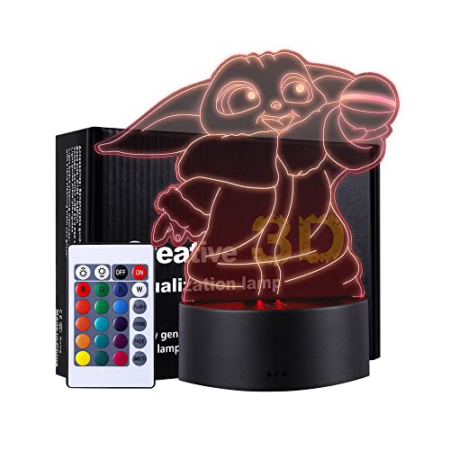 QQAAMZ Anime 3d Yoda Lampe Led Nachtlicht Action Puppe Spielzeug Modell Puppe Bunte Usb Lampe Dekoration Schlafzimmer Touch Schreibt Spielzeug für Kinder Yoda Baby Geschenk von QQAAMZ