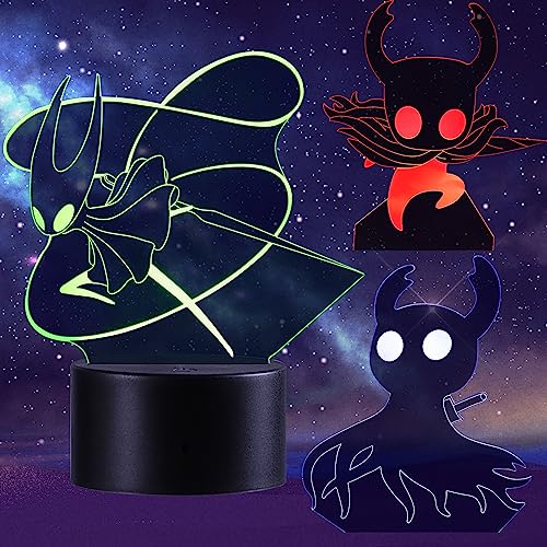 QQAAMZ Hollow Knight Lampe Anime 3d Illusion Nachtlicht Kinder Touch Mit Fernbedienung Nachttischlampe Anime Merch Led Chreib Tisch Lampe Gadget Weihnachtsgeburtstagsgeschenk von QQAAMZ