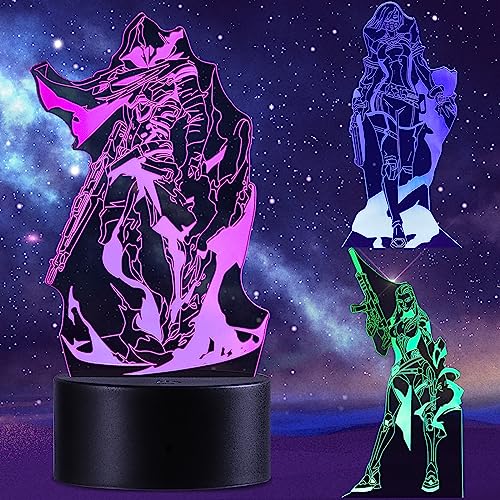 QQAAMZ Valorant Reyna Lampe 3d Illusion Lampe Genshin Impact Nachtlicht Kinder Touch Mit Fernbedienung Nachttischlampe Anime Merch Led Lampe Gadget Weihnachten Geburtstag Geschenk 3 In 1 von QQAAMZ