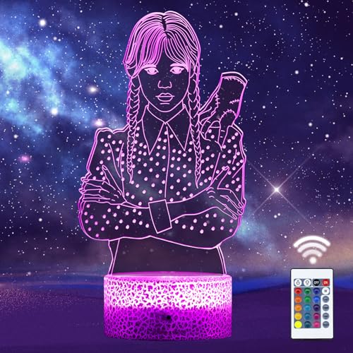 QQAAMZ Mercredi Addams Lampe-3D Led Acrylic Nachtlicht 16 Farben Wechselnde Touch Mit Fernbedienung,Dekorative Lichter Für Kinderzimmer, Geburtstags- Und Weihnachtsgeschenke von QQAAMZ