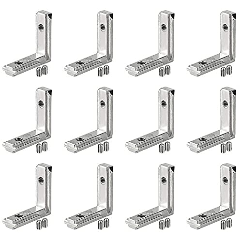 12 Stück T Nut Innenwinkel Aluminium Profil, 2020 Eckverbinder, T Slot 2020 Aluminiumprofil, T Slot T Nut Innenwinkel, Eckverbinder mit Schrauben, für Aluminium Extrusion Profil von Srcasy