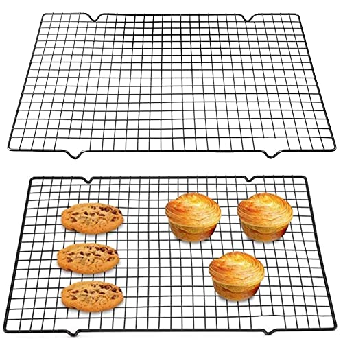 QQEE 2 Stück Rechteckig Abkühlgitter, Grillrost Tablett, Rechteckig Kühlregal, Kuchengitter Rechteckig, Rechteckig Kühlregal für Brot, zum Backen Braten Kühlen Grillen von QQEE