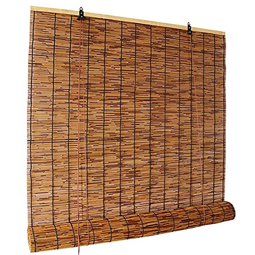 Bambus Rollo Schilfrohrmatte, Bambus Sichtschutz Rollo, Kann an der Decke oder an der Wand, durchscheinend, undurchsichtig, einschließlich Aller Anlagenteile installiert Werden(Size: 100x155cm) von QQF