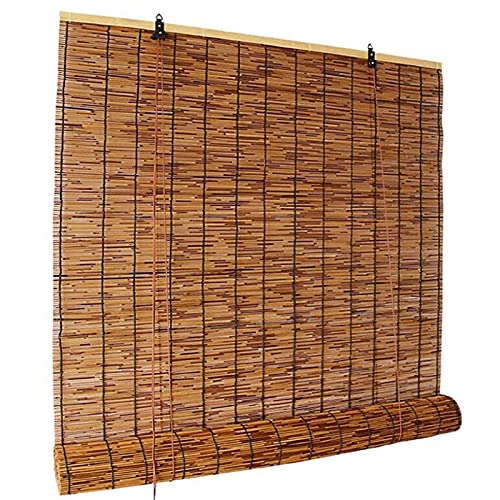 Bambus Rollo Schilfrohrmatte, Bambus Sichtschutz Rollo, Kann an der Decke oder an der Wand, durchscheinend, undurchsichtig, einschließlich Aller Anlagenteile installiert Werden(Size: 110x175cm) von QQF