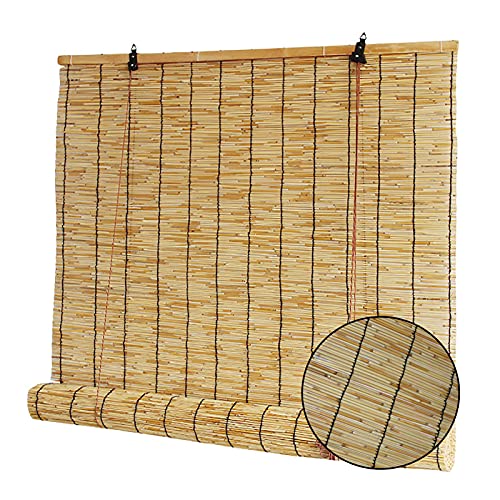 Bambusrollo Blickdicht,Natür Schilfrollos,Sonnenschutz und Sichtschutz Rollo,Reed-Vorhänge Home Sunshade,Bambus Jalousien Fenster Balkon Holzrollo,75x175cm(30x69in) von QQF