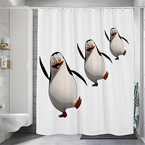 Duschvorhang, Anti-Schimmel Tanzender Pinguin Wasserabweisend Waschbar Duschvorhäng Polyester Badvorhang 180 x 200 cm von QQFENG