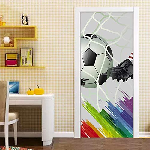 Fototapete Türtapete Selbstklebend Türposter Fußballtor 3D Türfolie Poster Türaufkleber für Tür, Wohnzimmer, Schlafzimmer, Küche und Bad 90X200cm von QQFENG