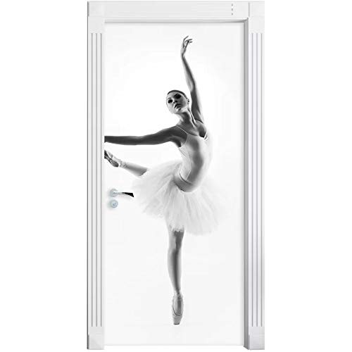 Türtapete Selbstklebend Türposter Ballett Tanzendes Mädchen Abnehmbar Fototapete Türfolie Poster Tapete 77x200cm von QQFENG