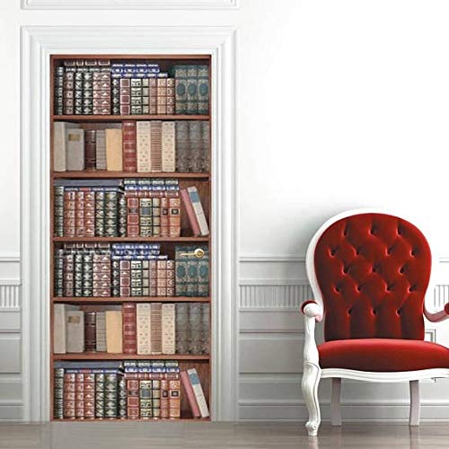 Türtapete Türposter Bücherregal Bücherregal Diy PVC Selbstklebend Türfolie Poster Tapete 95 x 215 cm von QQFENG