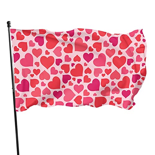 Flagge 3 x 5 Ft Herzmuster Lebendige Farbe Outdoor-Sportbanner, lichtbeständige Polyester-Yard-Flagge mit 2 Messingösen für den Innen- und Außenbereich als Heimdekoration von QQIAEJIA