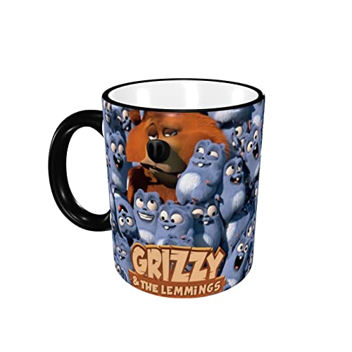 Grizzy und die Lemminge Lustige Tasse Keramiktassen Kaffee Tee Tasse Milch Wasser Tasse Neuartiges Geschenk für Büro und Zuhause von QQIAEJIA