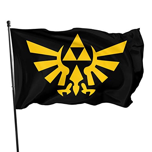 Legend of Zelda Triforce Home Hausflaggen Außenflaggen Bannerflaggen für den Außenbereich 3 x 5 Ft, Schwarz, Einheitsgröße von QQIAEJIA