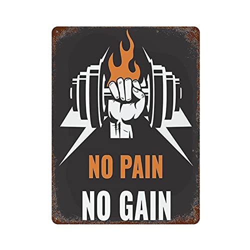 No Pain No Gain Gym Fitness Retro Metall Eisen Malerei Blechschild Wanddekoration Poster Vintage Aluminium Plaque 15,7 "x11.8" von QQIAEJIA