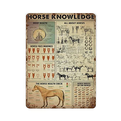 QQIAEJIA Walls Horse Knowledge Poster Metall Blechschild Kunst Wandschild Dekor Vintage Retro Schild Eisen Malerei Aluminium Schild für Heimdeko Bar Shop Männer Höhle Outdoor Garage Indoor 16"x12" von QQIAEJIA