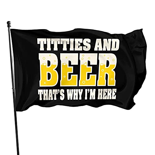 Titties & Beer That's Why I'm Here Flagge 3 x 5 Ft Polyester Dekoration Innen- und Außenbanner, Gartenflagge Geschenk von QQIAEJIA