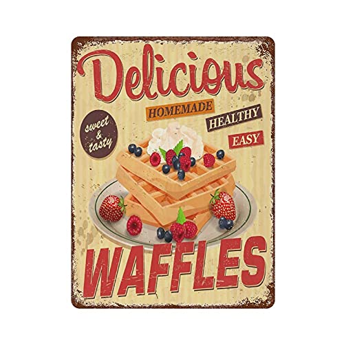 Worth Collecting Vintage Blechschild Blueberry Strawberry Cream Waffles – Wall Art Decor Metal Sign Movie Poster Home Bar Cafe Club Garden Farm Garage Decoration 16"×12" von QQIAEJIA