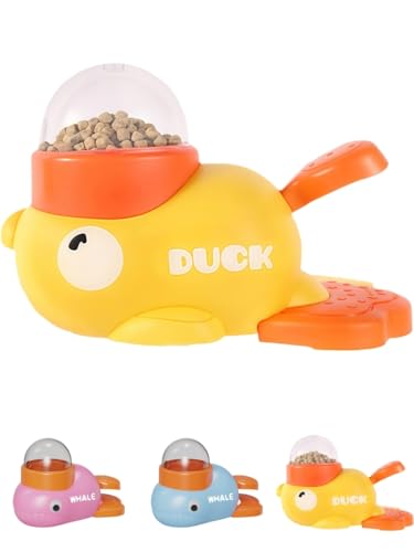 2in1 Dog Interactive Slow Feeder Duck Shaped Cat Feeders Toy for Cats Dogs Anti-Gulping Duck-Shaped Design No Battery Required for Fun Mealtime (Yellow) von QQLADY
