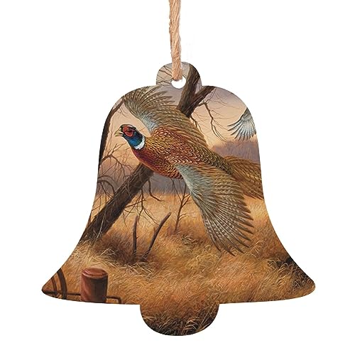 Fasan Jagd Holz Weihnachten Ornamente Holz Schneemann Weihnachtsbaum Hängende Ornamente Weihnachten Winkel Glocke Urlaub Hängende Dekor für Weihnachtsbaum Dekoration Handwerk 2 PCS von QQLADY