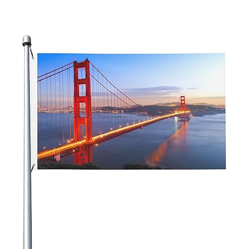 Golden Gate Bridge Flagge, 90 x 152 cm, lustige Outdoor-Banner, Urlaub, Gartenflagge, Willkommensbanner für Zuhause, Garten, Hof, Rasen, Dekoration, Flaggen, Indoor/Outdoor, doppelseitiger Druck von QQLADY