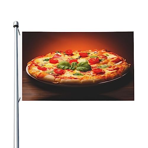 Große Pizza-Flagge, 90 x 152 cm, lustige Outdoor-Banner, Urlaub, Gartenflagge, Willkommensbanner für Zuhause, Garten, Hof, Rasen, Dekoration, Flaggen, Indoor/Outdoor, doppelseitiger Druck von QQLADY