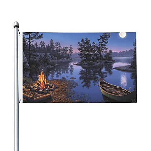 Lake Camping-Flagge, 90 x 152 cm, lustige Outdoor-Banner, Urlaub, Gartenflagge, Willkommensbanner für Zuhause, Garten, Hof, Rasen, Dekoration, Flaggen, Indoor/Outdoor, doppelseitiger Druck von QQLADY