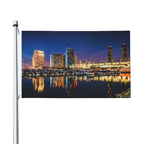 Portland at Night Flagge, 90 x 152 cm, lustige Outdoor-Banner, Urlaub, Gartenflagge, Willkommensbanner für Zuhause, Garten, Hof, Rasen, Dekoration, Flaggen, Indoor/Outdoor, doppelseitiger Druck von QQLADY