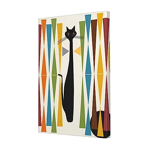 QQLADY Mid-Century Moderne Kunst Katze Leinwand Wandkunst Kunstwerk Gemälde Drucke Moderne Leinwand Druck Kunst Wandbehang Kunstwerk Wandkunst oder Wohnzimmer Schlafzimmer Badezimmer Küche Büro von QQLADY