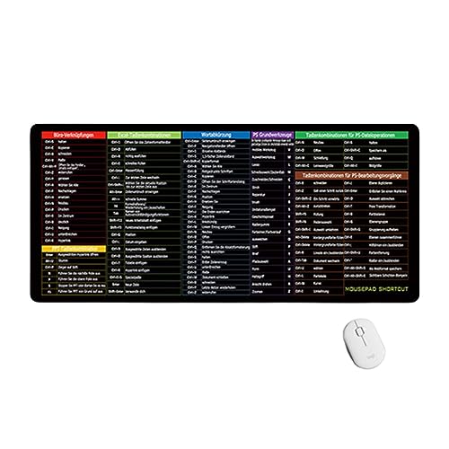 Quick Key Super großes, rutschfestes Tastaturpad – mit Office-Software-Shortcuts-Muster, Desktop-Laptop-Mauspad (German,300 * 800mm) von QQLADY