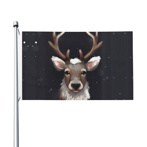 Rentier-Flagge, 90 x 152 cm, lustige Outdoor-Banner, Urlaub, Gartenflagge, Willkommensbanner für Zuhause, Garten, Hof, Rasen, Dekoration, Flaggen, Indoor/Outdoor, doppelseitiger Druck von QQLADY