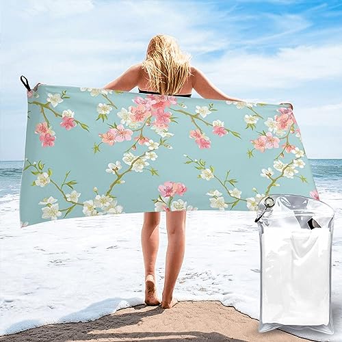Strandtuch mit Blütenzweigen, 80 x 160 cm, Mikrofaser, Strandtücher für Reisen, schnell trocknendes Handtuch für Schwimmer, super saugfähige Handtücher, sanddicht, Camping-Handtücher für Damen und Strandtuch mit Blütenzweigen, 80 x 160 cm, Mikrofaser, Strandtücher für Reisen, schnell trocknendes Handtuch für Schwimmer, super saugfähige Handtücher, sanddicht, Camping-Handtücher für Damen und von QQLADY