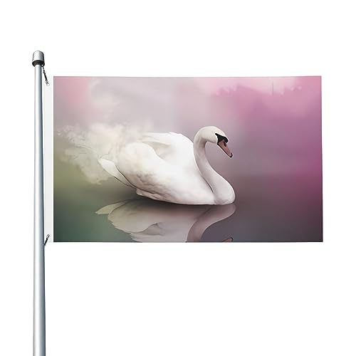 Weiße Schwan-Flagge, 90 x 152 cm, lustige Outdoor-Banner, Urlaub, Gartenflagge, Willkommensbanner für Zuhause, Garten, Hof, Rasen, Dekoration, Flaggen, Indoor/Outdoor, doppelseitiger Druck von QQLADY