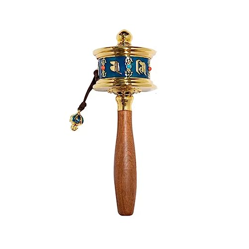 QQNQQ Buddhistisches Handgebet, buddhistisches Gebetsrad, Handkurbel, Handgeschnitztes tibetisches, Meditationsgeschenk, Heimdekoration von QQNQQ