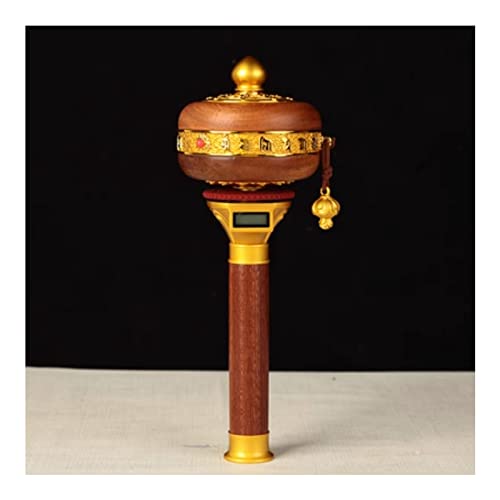 QQNQQ Buddhistisches Handgebet, buddhistisches Gebetsrad, Handkurbel, Kurbel, Legierung, tibetischer Buddhismus, sechs Worte, Mantra, Hand(Gold) von QQNQQ