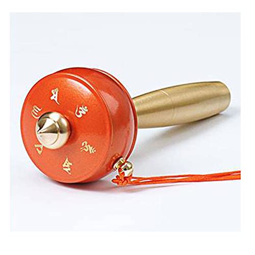 QQNQQ Buddhistisches Handgebet, buddhistisches Gebetsrad, mit Handkurbel, handgehaltenes, for Gebet, Segen, Meditation, Yoga(Orange) von QQNQQ