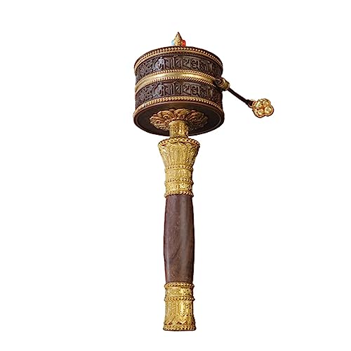 QQNQQ Buddhistisches Handgebet, buddhistisches Gebetsrad, mit Handkurbel, tibetisches, Handdreh-Gebetsinstrument, kupfernes QQNQQ Buddhistisches Handgebet, buddhistisches Gebetsrad, mit Handkurbel, tibetisches, Handdreh-Gebetsinstrument, kupfernes von QQNQQ